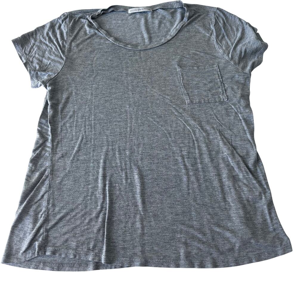 Active Basic Grey Short Sleeve Pocket Tee - Size Large